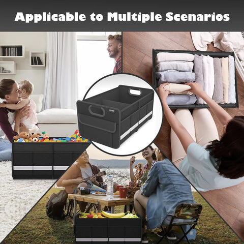 Trunk Organizer For Your Car Storage Foldable And Waterproof With Reinforced Handles Multi Compartment Design Collapsible Two Large Compartments Mesh Pockets And Easy Access Great For Car Accessories SUV Black Standard in various usage scenarios, including home storage and outdoor activities.