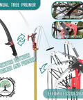 Extendable Pole Saw For Tree Trimming With 7.3 To 27 Ft Reach Long Handle Pruner Sharp Steel Blade Lightweight