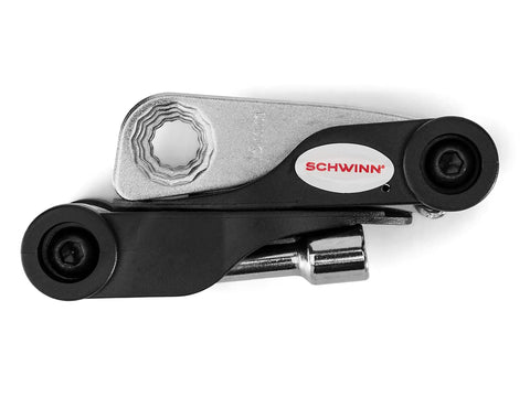 18 Function Bike Repair Tool Kit With Wrenches, Screwdrivers And Tire Levers, closed view showing compact foldable design