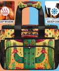 Colorful Insulated Picnic Backpack Lunch Box For Women And Men Portable Tote Cooler Bag Large 12 By 9 By 10 Inch with cactus design