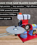 Heavy Duty Electric Saw Blade Sharpener Dry Wet Circular Grinder Precision Angle Mill Tool With Coolant Tank And Handy Ring Holder.