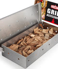 Heavy Duty Wood Chip Smoking Box For Gas Grills And All Grills, Thick Stainless Steel Construction Delivers Rich Smoky Flavor To Meats