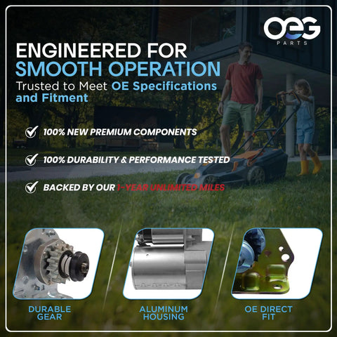 Replacement 14 Tooth Steel Starter Gear Drop In Ready with aluminum housing and durability features displayed.