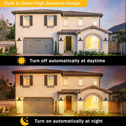 Gooseneck Dusk To Dawn Outdoor Wall Sconces Matte Black Farmhouse Barn Light Two Pack 12 Inch Exterior Wall Light Fixtures