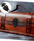 8 Pack Retro Duckbill Toggle Latch Locks For Jewelry Boxes, Toolboxes, And Suitcases installed on vintage wooden box