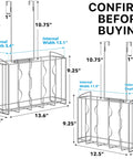 Diagram of Two Pack Over The Cabinet Door Organizer Holder Set With Wall Mount Basket And Over The Door Shelf, dimensions shown.