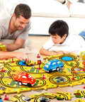 Puzzle Racer Car Track Set for Kids Ages 3 to 6 With 48 Pieces and 2 Cars, 6 Road Signs, Buildable Tracks for Creative Play