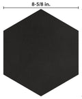 Hex Black Porcelain Tile For Floor And Wall, Textured Glazed Hexagon Tile, Eight And Five Eighths By Nine And Seven Eighths Inches, First Quality