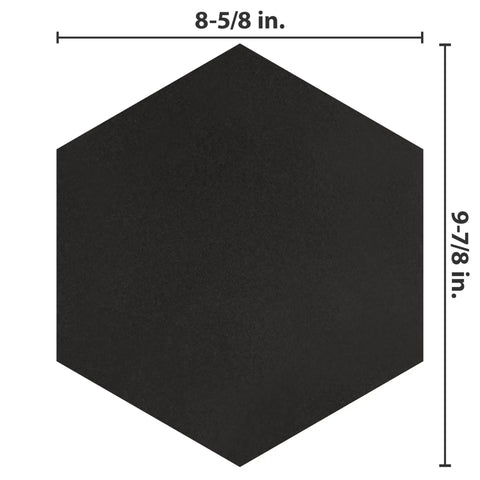 Hex Black Porcelain Tile For Floor And Wall, Textured Glazed Hexagon Tile, Eight And Five Eighths By Nine And Seven Eighths Inches, First Quality