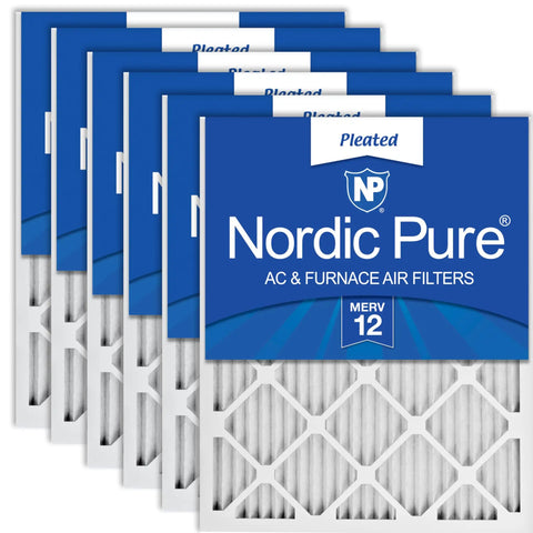 Pleated MERV 12 Air Filter for Home HVAC Systems, actual size 19.5 x 24.5 x 0.75, nominal 20 x 25 x 1, pack of 6, high efficiency