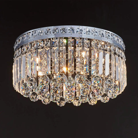 8 Light Crystal Chandelier With K9 Crystals Modern Flush Mount Ceiling Light Fixture For Bedroom Dining Living Room LED Compatible G9 Bulbs Not Included