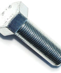 Professional Grade Hex Cap Screws 16mm By 50mm Class 8.8 Zinc Plated Steel Bolts side view showing threads and hex head.