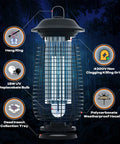 Indoor Outdoor Bug Zapper 4200V Electric Mosquito Killer with grid and bulb details, suitable for home and patio use.