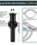 Pop-up drain and hoses for Waterfall Style Brushed Nickel Bathroom Faucet For Sink With One Or Three Hole Setup, Easy Install