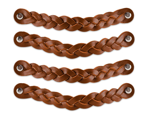 Braided Leather Drawer Pulls In Cognac Finish, 2 Pack, Measures 7-7/8 Inches Long By 1 Inch Wide, Industrial Rustic Hardware