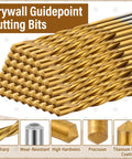50 Piece Drywall Cutting Bits 1/8 Inch Shank Titanium Nitride Coated High Speed Steel Tips Spiral Saw Compatible
