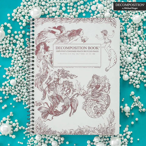 Mermaids College Ruled Spiral Notebook 9.75 by 7.5 Journal with cover illustration on recycled paper