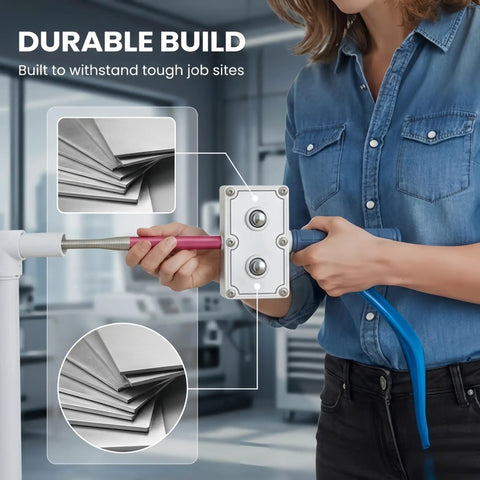 Heavy Duty Drill Powered Wire Puller Attachment Automatic Electrician Fish Tape Tool shows durable build and handles for easy use.