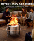 People enjoying outdoor gathering around Smokeless 19 Inch Fire Pit For Camping With Waterfallflame Technology Triple Layer Combustion