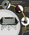 Oversized Fully Padded Camping Chair Folding Loveseat For Outdoors Heavy Duty Quad Fold Camp Couch With Cup Holder