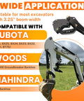 Backhoe Thumb Excavator Claw Fits 3.25 Inch Boom Width For Kubota Woods Mahindra John Deere Attachments Built Tough Steel For Real Heavy Lifting And Precise Grading with digger on grass field.