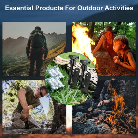 Magnesium Fire Starter With Striker Kit High Temp Ferro Rod Fire Starter Survival Tool With 20 Pack Waterproof Tinder