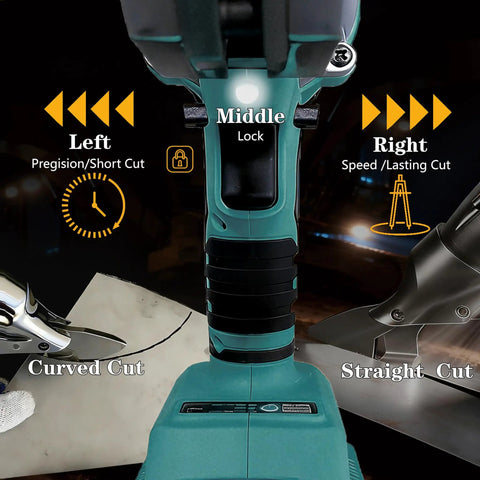 Cordless Brushless Sheet Metal Shear With 360 Degree Pivoting Head, 14 Gauge Cutting Capacity For Stainless Steel Iron
