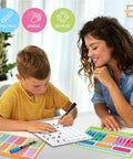 Child using Dry Erase Division And Place Value Whiteboards 9x12 Inch Double Sided Lapboards For Kids And Students Classroom And Home Math Practice Durable Erasable Whiteboards For Long Division with adult guidance
