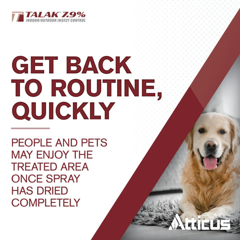 Promotional image for 7.9 Percent Bifenthrin Concentrate For Indoor And Outdoor Insect Control, One Gallon, featuring a happy dog indoors.