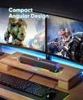 G11 Desktop Computer Speakers With Touch Lights, Immersive Surge Stereo Sound, USB C Or USB Powered under monitor on desk