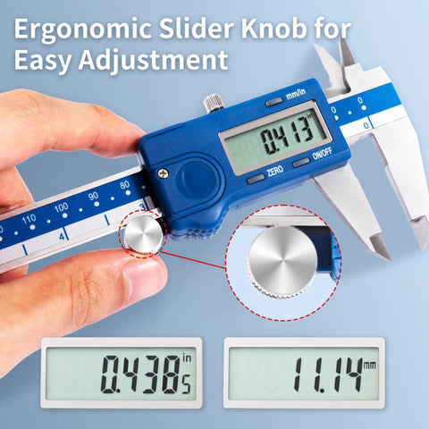 Left Handed Digital Caliper With Big LCD Screen Stainless Steel Body Dual Reading in use measuring object