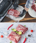 Heavy Duty Vacuum Sealer Bags 6x8 Inches 50 Pcs Pre Cut Design Commercial Grade Food Safe For Heat Seal Storage shown with meat