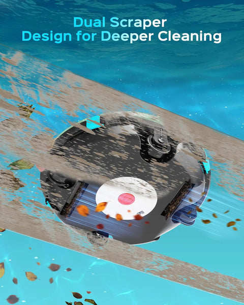 2026 Upgrade Cordless Robotic Pool Cleaner With 80 Minute Run Time for above ground pools shown cleaning pool floor