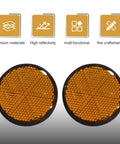 Two Pack 2 Inch Round Motorcycle Reflectors With M6 Screw Mount All Weather Ride Ready Waterproof Plastic For Rear Safety Visibility Orange Universal Fit For Cars And Mailboxes