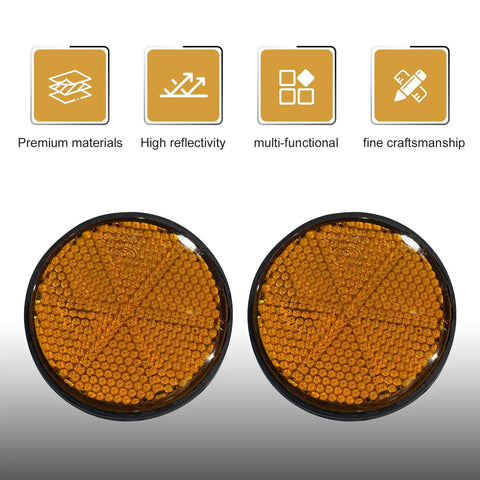 Two Pack 2 Inch Round Motorcycle Reflectors With M6 Screw Mount All Weather Ride Ready Waterproof Plastic For Rear Safety Visibility Orange Universal Fit For Cars And Mailboxes