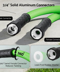 Lightweight Rubber Garden Hose Ten Feet Five Eighths Inch With Aluminum Fittings Kink Free Three Layer Construction For Flexibility And Durability Two Hundred PSI Working Pressure Easy Coil And Store Great For Lawn Garden And Yard Watering, 3/4" aluminum connectors