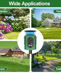 Solar Ultrasonic Animal Repeller With 360 Degree Detection And Motion Sensor IP65 Waterproof Outdoor Yard Guard To Keep Critters At Bay From Your Garden And Lawn. for garden, yard, farm and park