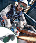 Heavy Duty Welding Safety Glasses With Wrap Around Anti Glare Arc Lens And Comfortable Ergonomic Eye Protection Goggles in use during grinding.