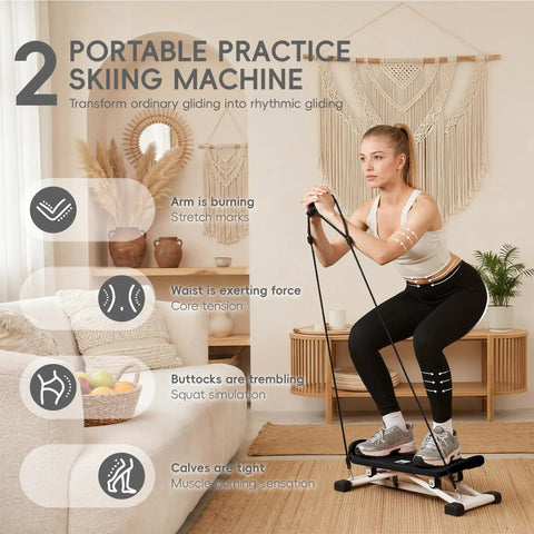 User squatting on Badass Ski Balance Trainer For Home Gyms With Digital Lcd Panel Heavy Duty Curved Machine.
