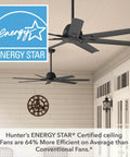 Installed 60 Inch Indoor Outdoor Ceiling Fan Without Light With Wall Control Matte Black For Patio Garage Or Porch Quiet Beastly Airflow With SureSpeed 7 Blades Standard Mount Downtown 51590 on porch ceiling.