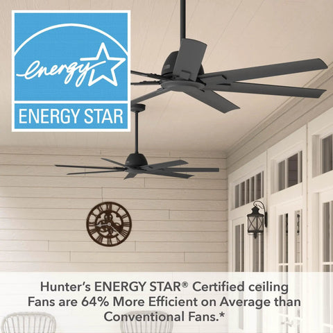 Installed 60 Inch Indoor Outdoor Ceiling Fan Without Light With Wall Control Matte Black For Patio Garage Or Porch Quiet Beastly Airflow With SureSpeed 7 Blades Standard Mount Downtown 51590 on porch ceiling.