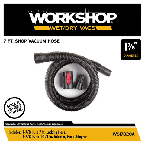 Locking One Seven Eighths Inch Vacuum Hose Seven Feet Long For Wet Dry Shop Vacuums Replacement Attachment Display