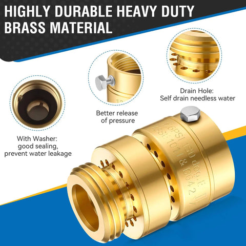 Self Draining Vacuum Breaker Anti Siphon Valve For Garden Hose Faucet With Washers And Sealing Tape Backflow Preventer