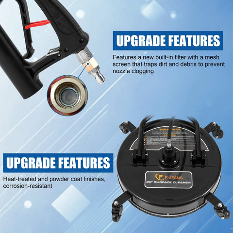20 Inch Beefy Pro Grade Pressure Washer Surface Cleaner With 4 Wheels And Dual Handle features overview
