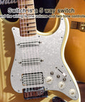 SSH Coil Split Pickguard With Two Mini Humbuckers And One Four Coil Bridge Pickup High Output Loaded Prewired Scratchplate In Pearl White