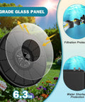 Solar Fountain Pump For Bird Bath And Garden, 3.5W Glass Solar Panel With 2000mAh Battery, Upgrade Glass Panel, 6.3in