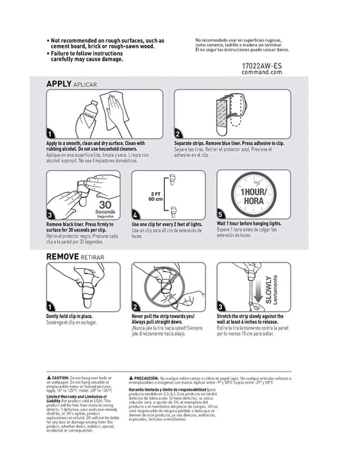 Illustrated instructions for Outdoor Small Refill Adhesive Strips Pack With 16 Strips For Rehang Outdoor Window Hooks.