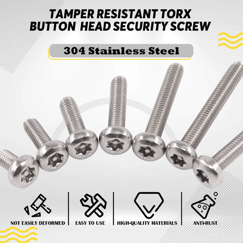 Top Shelf M6 Button Head Torx Security Screws Crafted From Badass Stainless Steel Featuring T30 Drive Bits Rust Resistant Design.