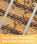 Close-up of Two Pack Metal Queen Excluder For Beehives 10 Frame Size Pro Grade Durable Beekeeping Tool with bees below