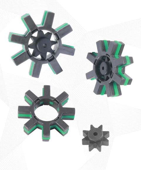 2Pcs Steering Damper Kit For Electric Power Steering Motor Shaft With Durable Rubber Abs Spacers showing four rubber ABS spacers in various angles.